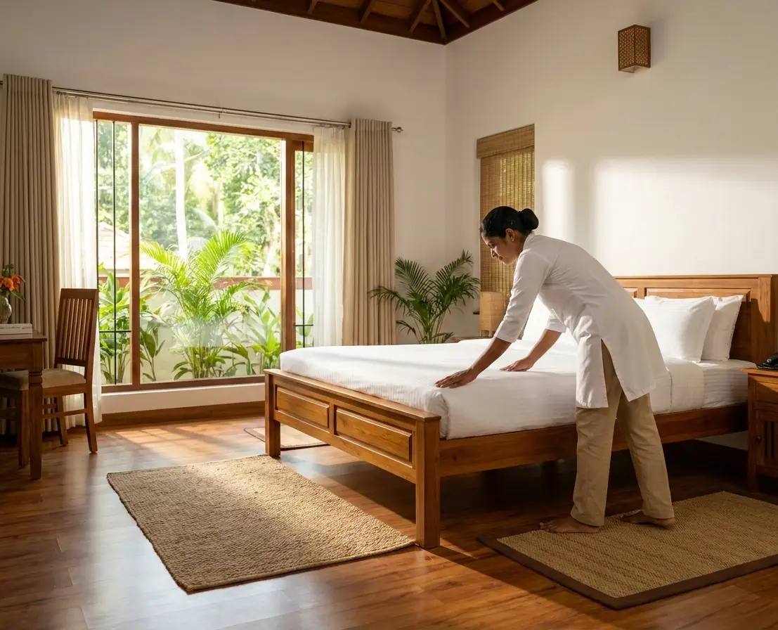 homestay cleaning process in exotiland homestay in ernakulam